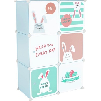 Kondela Dětská modulární skříňka EDRIN modrá/dětský vzor