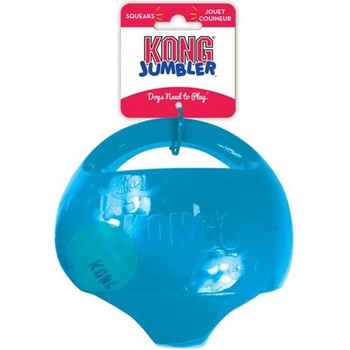 Kong Jumbler gumový míč s rukojetí a tenisákem 18 cm mix barev