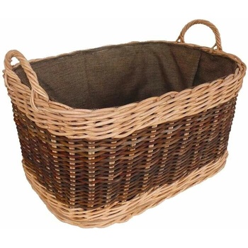 Košíkárna Koš na dřevo ratanový s látkou 68x47 cm