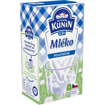 Kunín Trvanlivé polotučné mléko 1,5% 4 x 1 l