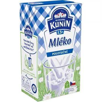Kunín Trvanlivé polotučné mléko 1,5% 4 x 1 l