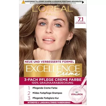 L'Oréal Excellence Creme Triple Protection 7,1 Natural Ash Blonde 48 ml