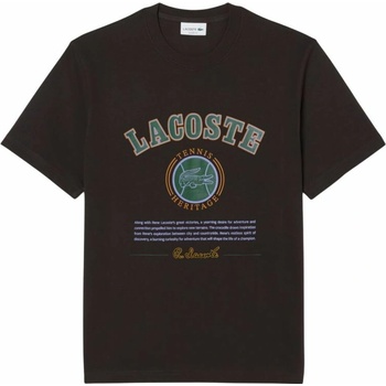 Lacoste pánské tričko Print Cotton brown Hnědý