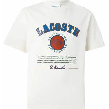 Lacoste pánské tričko Print Cotton ecru white Béžový