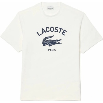 Lacoste pánské tričko Signature Print cotton white bílý