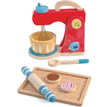 Leaf Toys drevený mixér so zvukmi Baker's Mixing Tender s kuchynským riadom koláčmi