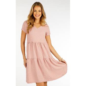 LITEX Dámské šaty s krátkým rukávem 5F073 béžovorůžová