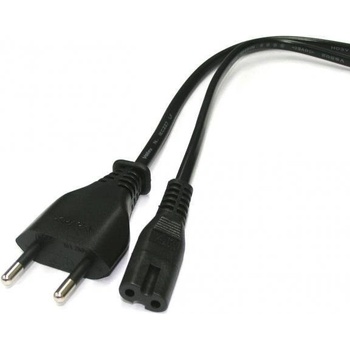Logo Síťový kabel 230V napájecí, CEE7 (vidlice)-C7, 2m, VDE approved, černý, Logo, 2 pinová koncovka