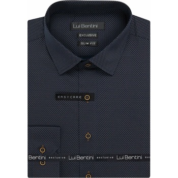 Lui Bentini pánská košile dlouhý rukáv slim fit LDS244 puntíkovaná černo-zlatá