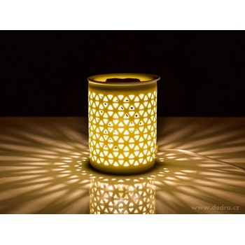 Lumivia Elektrická keramická aroma lampa s krajkovým dekorem matná bílá & odnímatelná miska