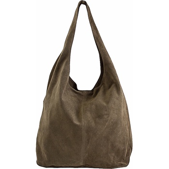 Made in Italy kožená kabelka v úprave semiš 804A tmavá šedohnedá