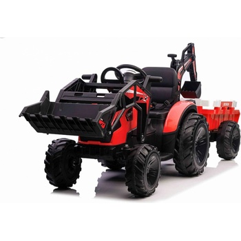 Mamido elektrický traktorbagr s přívěsem červený