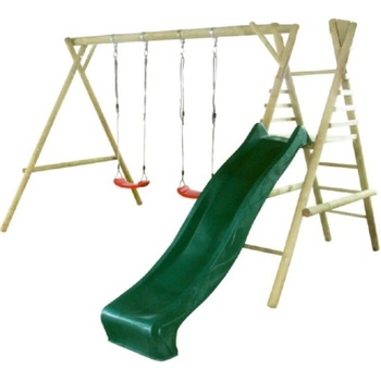 Marimex Dětská dřevěná houpačka 11 se skluzavkou