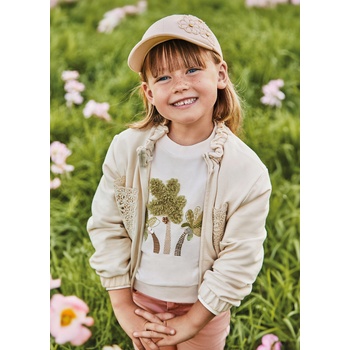 Mayoral mikina rozepínací s háčkovanými kapsami béžová