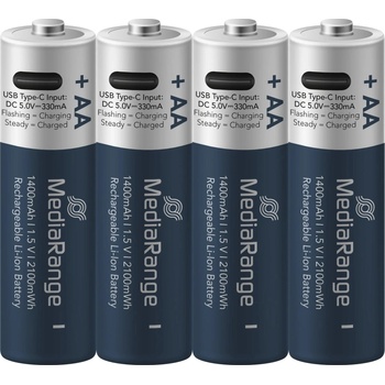 MediaRange nabíjecí USB-C 1400 mAh 4ks MRBAT161