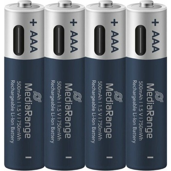 MediaRange USB-C Li-Ion Micro AAA, 1.5V 500 mAh 4ks