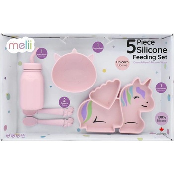 Melii Dětská silikonová jídelní sada Jednorožec 5 ks