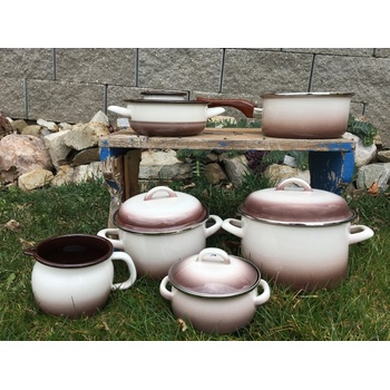 Metalac sada smaltovaného nádobí dekor Capuccino 7 ks