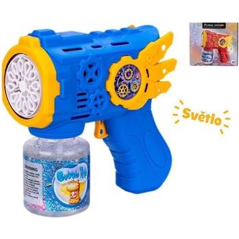 Mikro Trading Bublifukovač pistole 13 cm na baterie se světlem a s náplní modrá