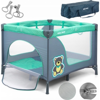 Milly Mally dětská skládací ohrádka 100 x 100 cm Fun Mint Bear