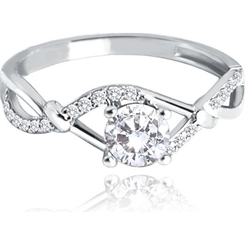 Minet Zlatý zásnubní prsten z bílého zlata s bílým zirkonem JMG0213WSR