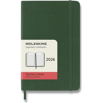 Moleskine A6 denní 2026 tmavě zelený