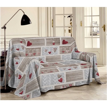 Mondo Italia Přikrývka na gauč Shabby love rudá Rudá 250x290 cm