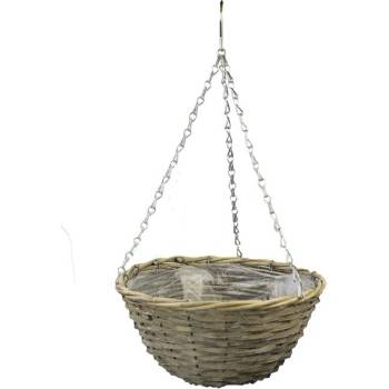 Morex Květináč na zavěšení s igelitovou vložkou proutěný šedý 32x16 cm