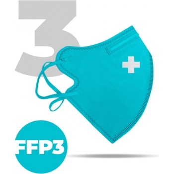 Nanolab bezpečný nanorespirátor FFP3 modrý medi logo křížek 3 ks
