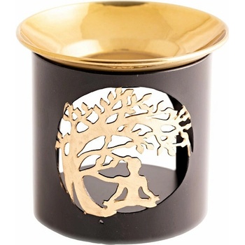 Nefertitis Kovová vykuřovací pícka s Bodhi stromem a Buddhou NF57803 - cca ⌀ 9 x 8,5 cm