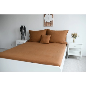 Nelly Lněné prostěradlo do gumy hnědé 140/200/20