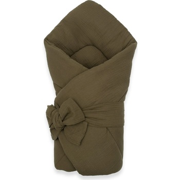 New Baby Mušelínová šněrovací zavinovačka olive