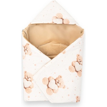 New Baby Zateplená zavinovačka do autosedačky Love Teddy Bear béžová