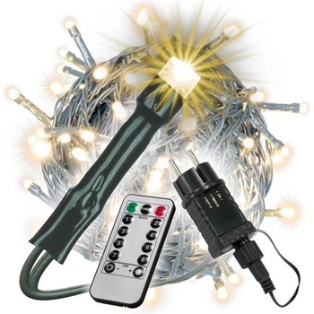 NEXOS Vánoční řetěz 30 m, 200 LED, teple bílá, zelený kabel