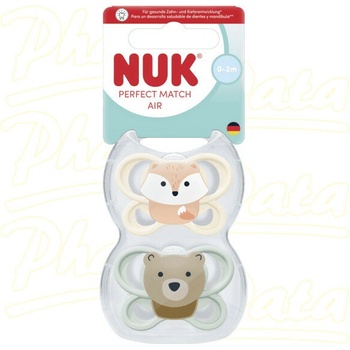 NUK Perfect Match AIR dudlík FOX/BEAR 0-2m 2ks