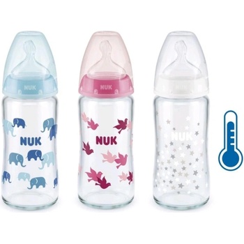 Nuk skleněná kojenecká láhev FC s kontrolou teploty bílá 240 ml