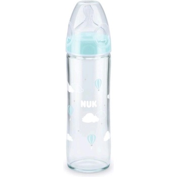 Nuk skleněná kojenecká láhev New Classic modrá 240 ml