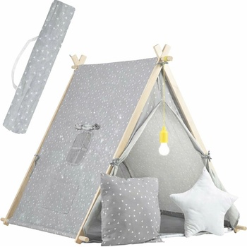 Nukido 740521 Dětský stan teepee s LED lampičkou šedý