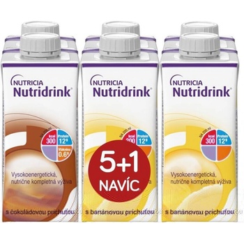 NUTRIDRINK 5+1 PŘÍCHUŤ ČOKOLÁDA - BANÁN POR SOL 6x200ML
