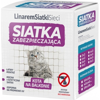 Ochranná síť na balkon pro kočky Linarem 6 x 2 m bez vrtání