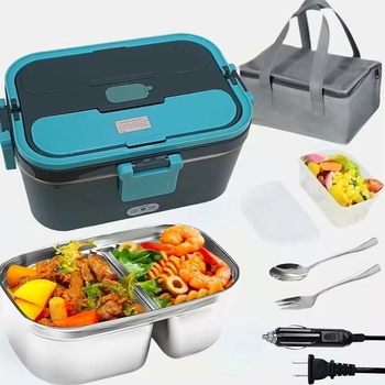 Ohřívací box na jídlo 3 v 1 pro auto nákladní automobil a kancelář 220v, 12v, 24v, Barvy a parametry Modrá