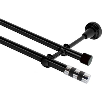 OK-GarnýžeCZ Garnýž kovová dvouřadá 19mm Sigma černá 230 cm do stěny / na tunýlek - bez kroužků