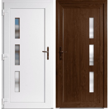 OknaDvereNaMiru.cz Vchodové plastové dveře Julie zlatý dub / bílá levé otevírání dovnitř 110 x 210 cm