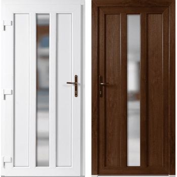 OknaDvereNaMiru.cz Vchodové plastové dveře Magnus zlatý dub / bílá levé otevírání dovnitř 98 x 198 cm