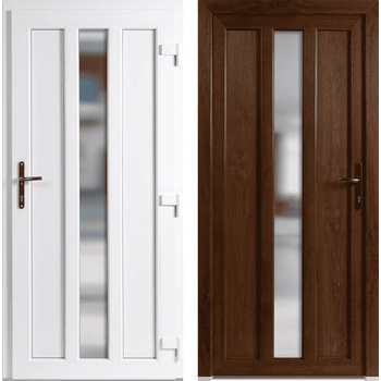 OknaDvereNaMiru.cz Vchodové plastové dveře Magnus zlatý dub / bílá pravé otevírání dovnitř 98 x 198 cm