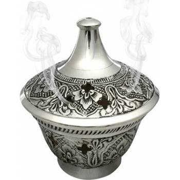 Orientální mosazná kadidelnice stříbrná