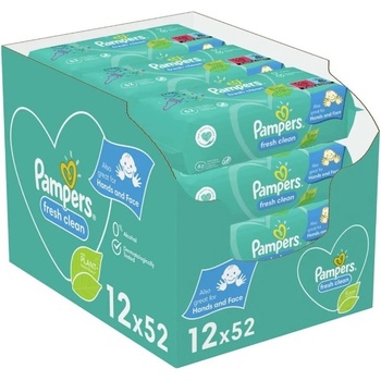 Pampers Fresh Clean dětské vlhčené ubrousky 12 x 52 ks