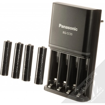 Panasonic Eneloop Charger BQ-CC55 + 4 x R6/AA Eneloop PRO 2500mAh BK-3HCDE K-KJ55HCD40E