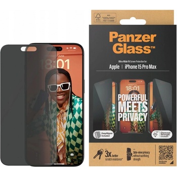 PanzerGlass Privacy Apple iPhone 15 Pro Max s instalačním rámečkem P2812