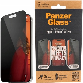 PanzerGlass Privacy Apple iPhone 15 Pro s instalačním rámečkem P2810
